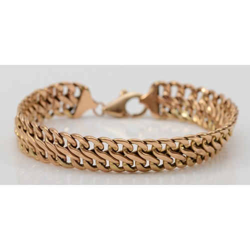 178 - A 9ct gold flat link bracelet, 20cm, 12.5gm.