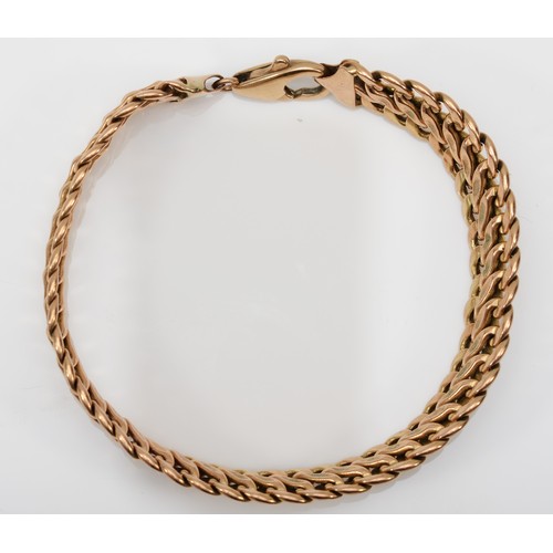 178 - A 9ct gold flat link bracelet, 20cm, 12.5gm.