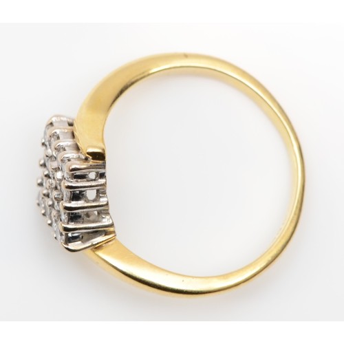 190 - An 18ct gold and brilliant cut diamond square cluster ring, estimated weight 0.40cts, L 1/2, 4gm