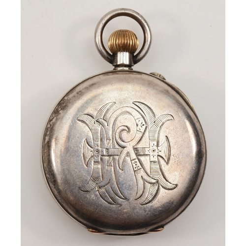 195 - W. Batty & Son, Manchester & Southport, a silver keyless wind open face stop watch/pocket watch, Swi... 