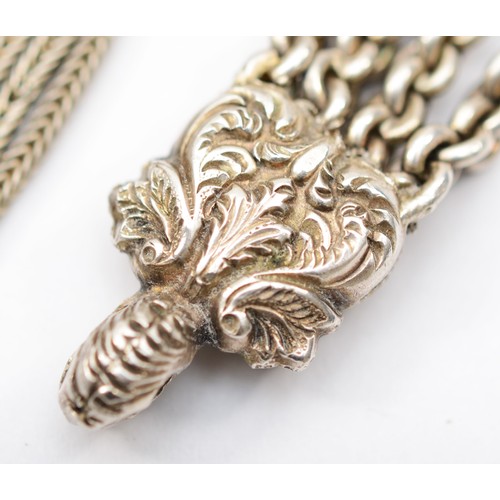 200 - A Victorian unmarked silver albertina pocket watch chain, with attached silver locket, Birmingham 18... 