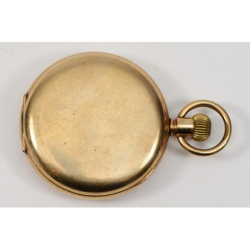 201 - Waltham, a gold plated keyless wind full hunter pocket watch, Traveller movement numbered 17655178, ... 