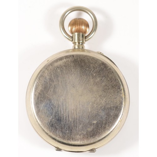 207 - Edward & Sons, Glasgow, a nickel keyless wind open face Goliath pocket watch, 74mm.
Working when cat... 