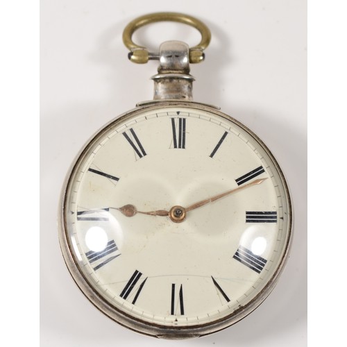 208 - Reader, Cranbrook, a William IV silver pair cased pocket watch, London 1835, white enamel dial, sign... 