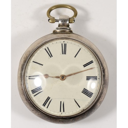 208 - Reader, Cranbrook, a William IV silver pair cased pocket watch, London 1835, white enamel dial, sign... 