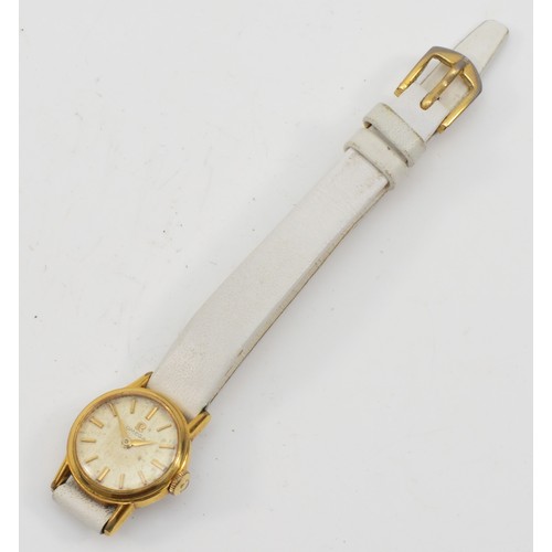 210 - Omega, a gold plated manual wind ladies wristwatch, Cal 245 17 jewel movement, 18mm,
Working when ca... 