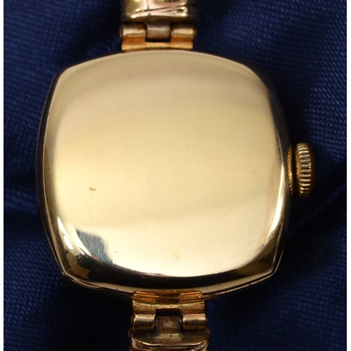 215 - Pierce, a 9ct gold cased ladies wrist watch, by Dennison Watch Case Co., Birmingham 1946, the silver... 