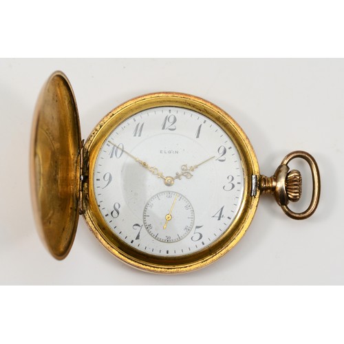 209 - Elgin, a gold plated keyless wind full hunter pocket watch, 7 jewel movement, numbered 17084174, eng... 