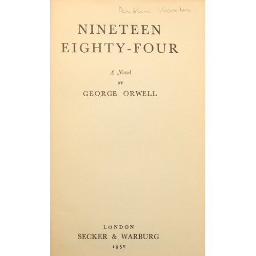 226 - WITHDRAWN FROM AUCTION
KOESTLER, Arthur & ORWELL, George. Nineteen Eighty-Four. London. Secker & War... 