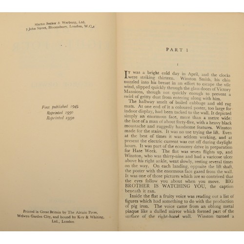 226 - WITHDRAWN FROM AUCTION
KOESTLER, Arthur & ORWELL, George. Nineteen Eighty-Four. London. Secker & War... 