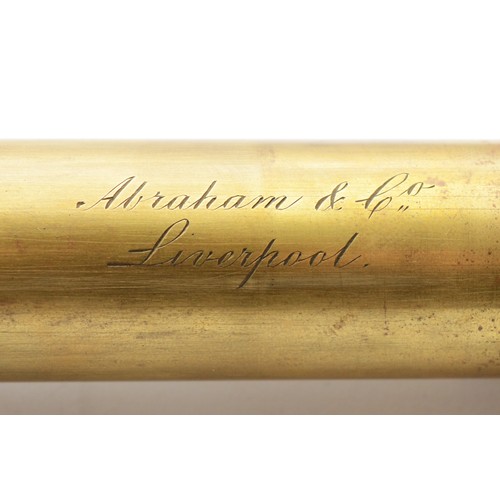 241 - Abraham & Co of Liverpool; a late 19th century brass four draw telescope, with Rosewood barrel, insc... 