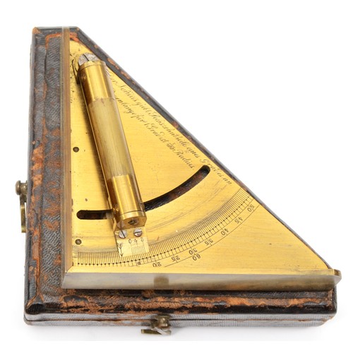 243 - A German brass vernier right angle gauge, 19th century, inscribed in German, 1/16th of a degree with... 