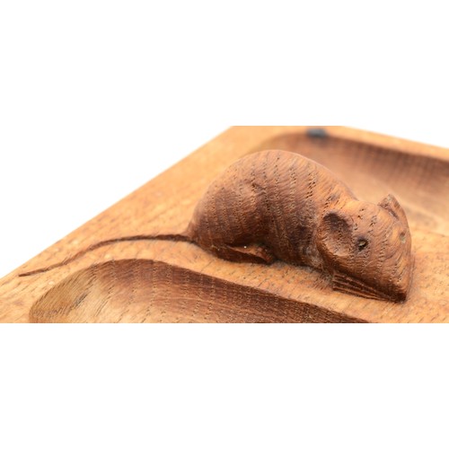 245 - Robert Mouseman Thompson, an oak double pin tray, c.1950/60s, with carved mouse trademark, 12.5 x 10... 