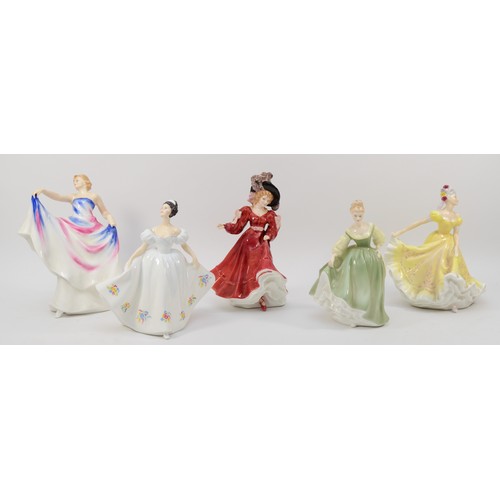 254 - Royal Doulton; five porcelain figures comprising of Liberty HN3201, Patricia HN3365, Ninette HN2379,... 