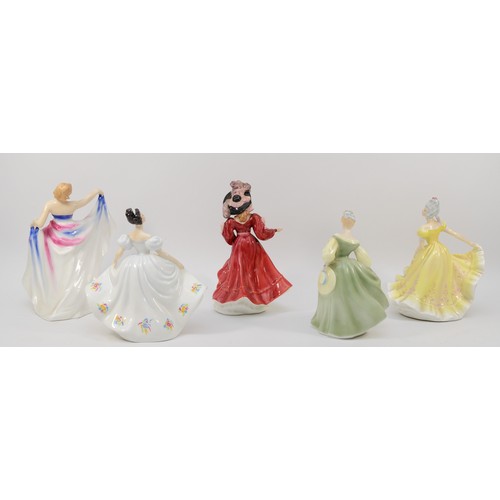 254 - Royal Doulton; five porcelain figures comprising of Liberty HN3201, Patricia HN3365, Ninette HN2379,... 