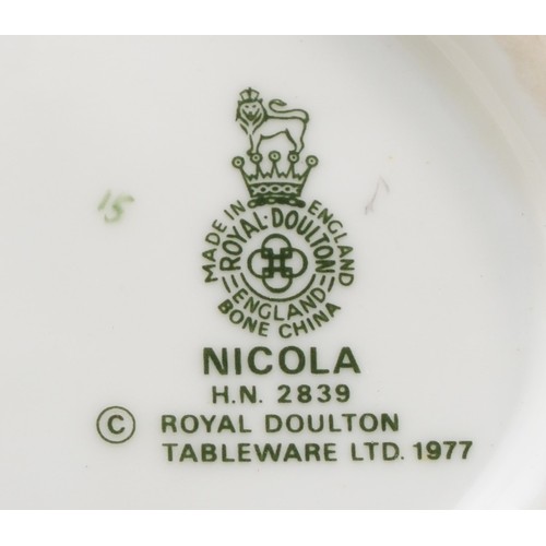 255 - Royal Doulton; five porcelain figures comprising of June HN2991, Nicola HN2839, Angela HN2389, Anniv... 