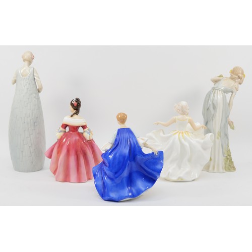 256 - Royal Doulton; five porcelain figures comprising of Reflections Debut HN3046 and Summer's Darling HN... 