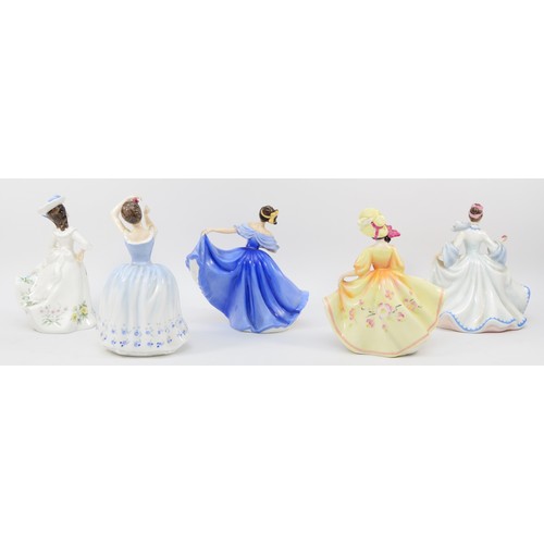 257 - Royal Doulton; five porcelain figures comprising of Adele HN2480, Rebecca HN2805, Sunday Best HN2206... 