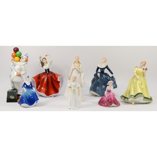 258 - Royal Doulton; six porcelain figures comprising of Karen HN2388, Fragrance HN2334, Bride HN2873, Bri... 