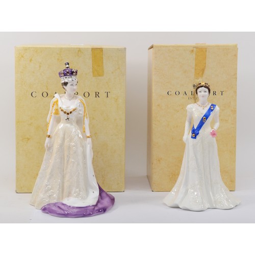 260 - Coalport; two porcelain figures, Her Majesty Queen Elizabeth II, 20cm high and Her Majesty Queen Eli... 