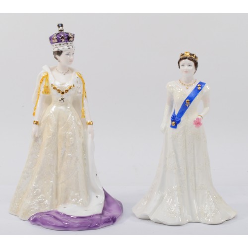 260 - Coalport; two porcelain figures, Her Majesty Queen Elizabeth II, 20cm high and Her Majesty Queen Eli... 