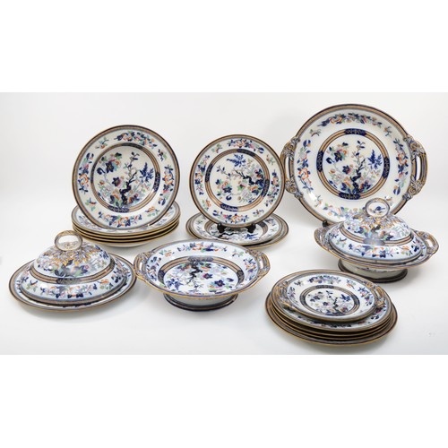 270 - A 19th century Pinder, Bourne & Hope 'Dresden' pattern glazed earthenware pattern part dinner set co... 