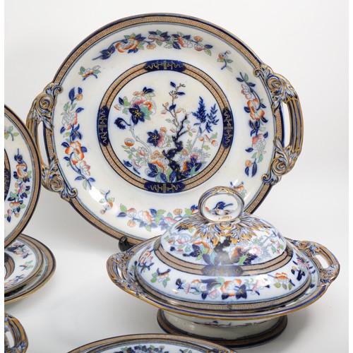 270 - A 19th century Pinder, Bourne & Hope 'Dresden' pattern glazed earthenware pattern part dinner set co... 