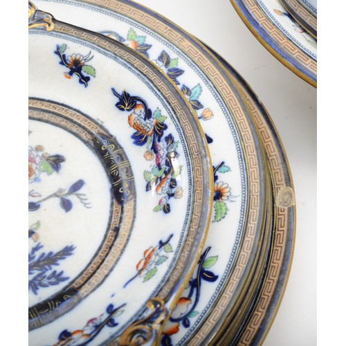 270 - A 19th century Pinder, Bourne & Hope 'Dresden' pattern glazed earthenware pattern part dinner set co... 