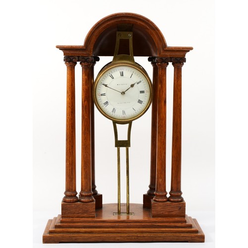 302 - Richard et Cie, an early 20th century oak Architectural mantle dome topped mantle clock, the white p... 