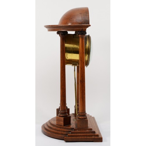 302 - Richard et Cie, an early 20th century oak Architectural mantle dome topped mantle clock, the white p... 