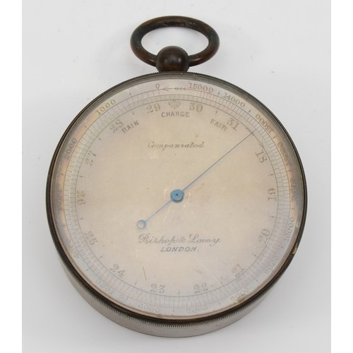 309 - Bishop & Lacey, a brass compensated aneroid pocket barometer, numbered 1360, 68mm