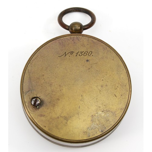 309 - Bishop & Lacey, a brass compensated aneroid pocket barometer, numbered 1360, 68mm