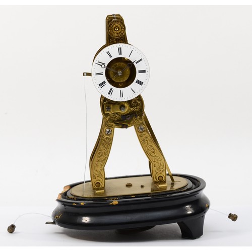 311 - A small mid 19th century French skeleton alarm clock, probably by Victor-Athanase Pierret (1806 - 18... 