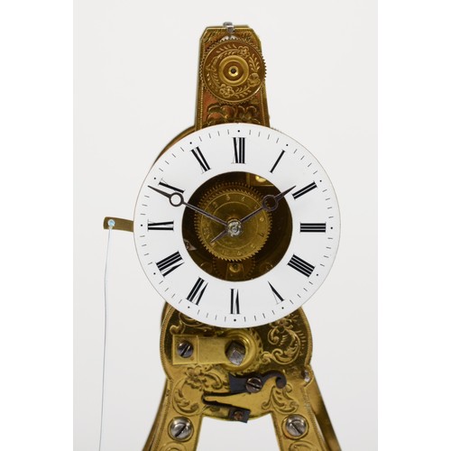 311 - A small mid 19th century French skeleton alarm clock, probably by Victor-Athanase Pierret (1806 - 18... 