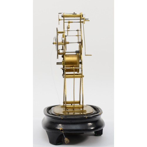 311 - A small mid 19th century French skeleton alarm clock, probably by Victor-Athanase Pierret (1806 - 18... 