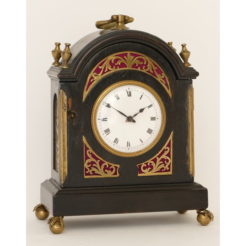 325 - John Walker, an ebonised dome topped mantle clock, the white dial with black Roman numerals, movemen... 