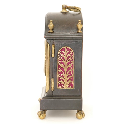 325 - John Walker, an ebonised dome topped mantle clock, the white dial with black Roman numerals, movemen... 