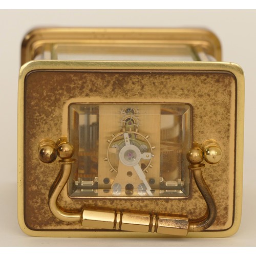 332 - Halcyon Days, a 20th century gilt brass and enamel carriage timepiece, the dial with black Roman num... 