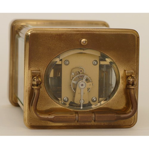 340 - L'Epee, a 20th century French brass corniche cased half hourly striking repeating carriage clock, th... 