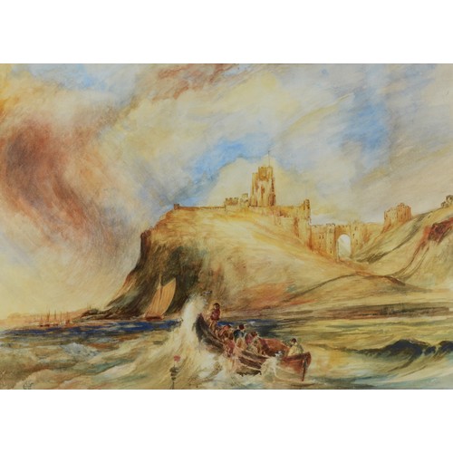 362 - S.E.C. (19th century), Scarborough Castle from the North Bay, watercolour, monogrammed 40 x 55cm