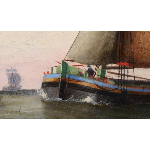 363 - W. Stamp, 19th century, sailing barges, oil on canvas, signed and dated 1904, 50 x 75cm