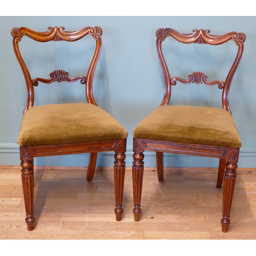 376 - A pair of George IV carved rosewood dining chairs, circa 1825 in the manner of Gillows, having later... 