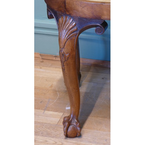 382 - A 19th century walnut framed dressing table stool, with button velvet drop in seat raised on cabriol... 