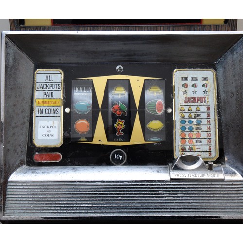 402 - Bally, an electromechanical three reel and hold slot machine, c.1965/70, with 20p and £1 change abov... 