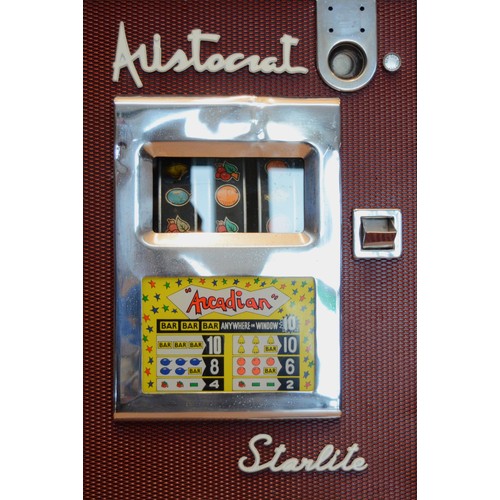 405 - Aristocrat by Starlite, a 1p slot machine, key, 65 x 40 x 40cm