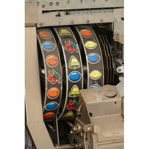 408 - Jennings Galaxy one arm bandit electromechanical three reel slot machine, c.1966, 1 shilling/5 new p... 