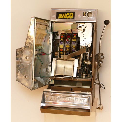 409 - Aristocrat Elite Bingo one arm  bandit electromechanical three reel slot machine, serial number HT 4... 