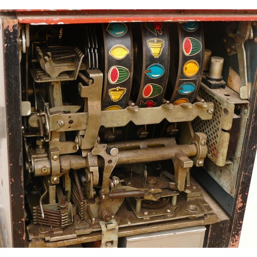 412 - Diamond 3 Star by Sega one arm bandit mechanical three reel slot machine, c.1960, 6d play, back open... 