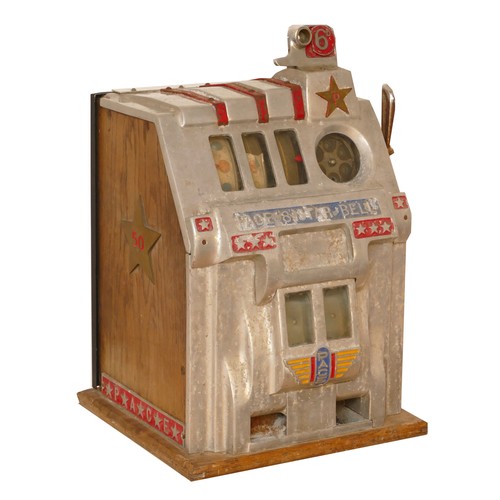 413 - 8 Star Bell by Pace Manufacturing Co., a three reel mechanical bandit slot machine, c.1948, 6d play,... 