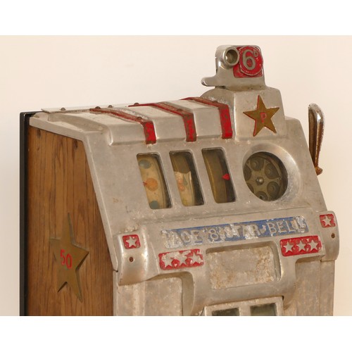 413 - 8 Star Bell by Pace Manufacturing Co., a three reel mechanical bandit slot machine, c.1948, 6d play,... 